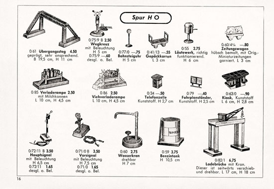 Seite 16 Kibri Modellbahn-Zubehör Katalog 1958