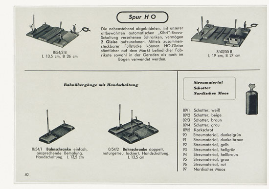 Kibri Spielwaren und Eisenbahn-Zubehörteile 1957