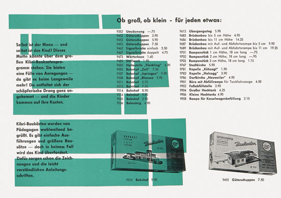 Kibri Spielwaren und Modellbahn-Zubehör 1959