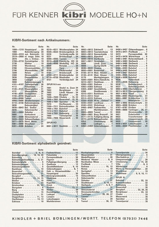 Seite 2 Kibri Katalog Modellbahn-Zubehör 1967-1968