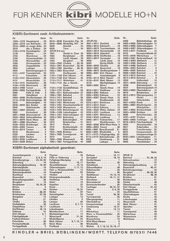 Seite 2 Kibri Katalog Modellbahn-Zubehör 1969-1970