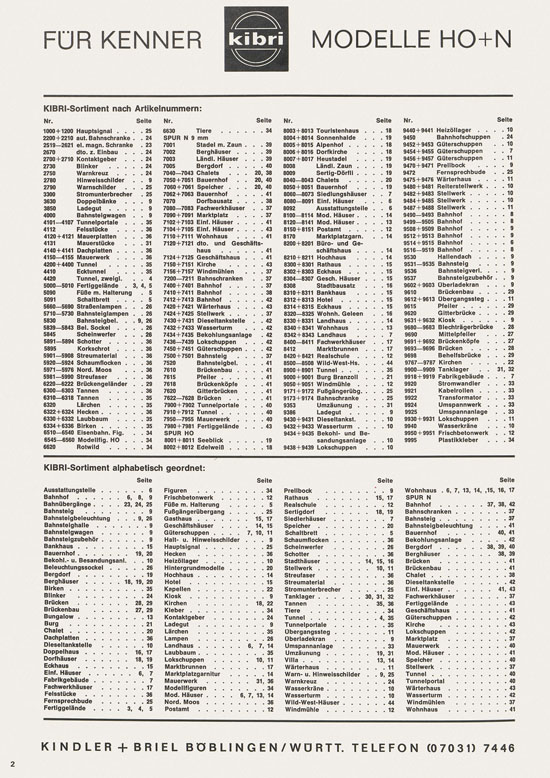 Kibri Katalog Modellbahn-Zubehör 1970-1971