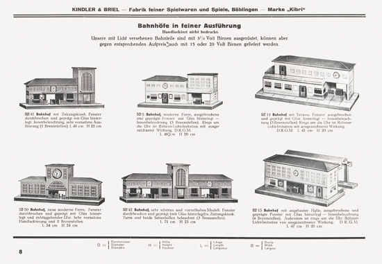 Kibri Spielwaren Katalog 1937