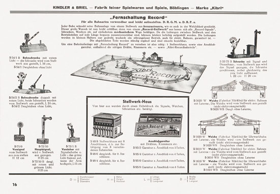 Kibri Spielwaren Katalog 1937