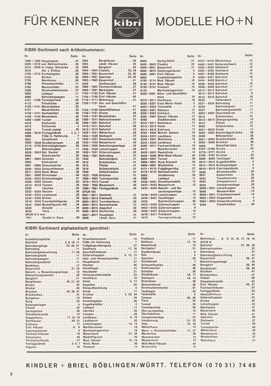 Seite 2 Kibri Katalog Modellbahn-Zubehör 1971-1972