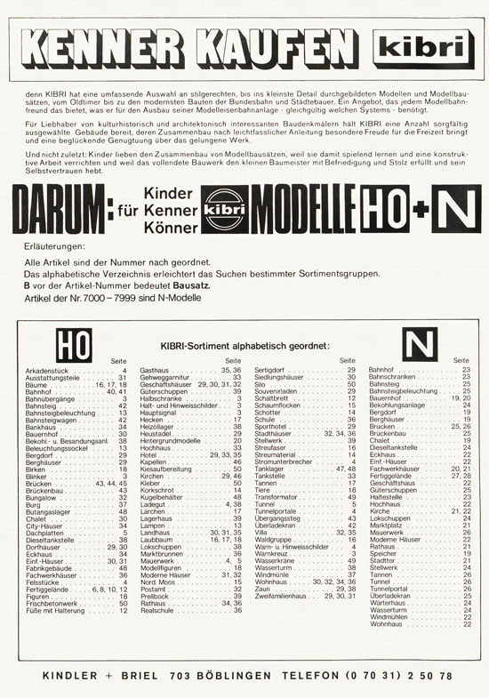 Seite 2 Kibri Modellbahn-Zubehör H0 + N Katalog 1974-1975