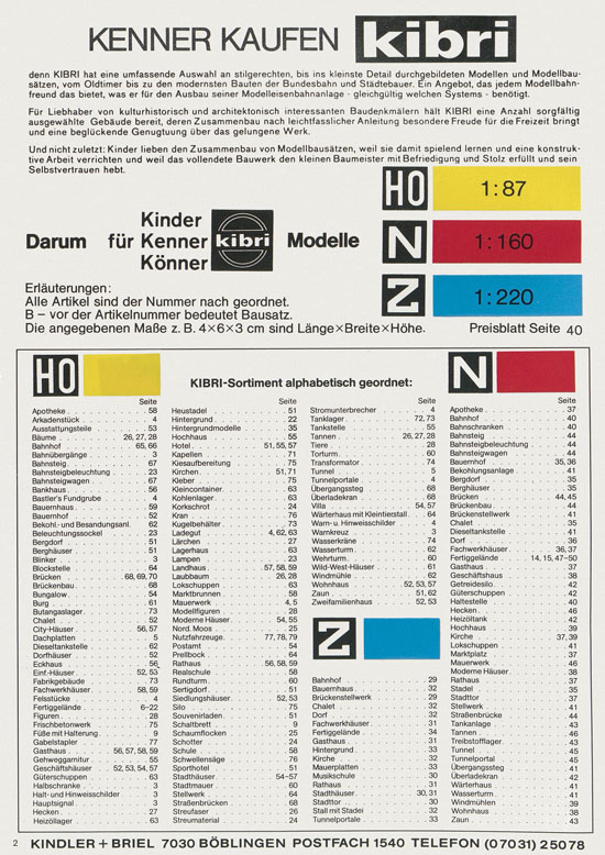 Seite 2 Kibri Katalog Modellbahn-Zubehör 1978-1979