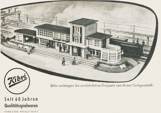 Kibri Modell-Prospekt Seit 60 Jahren Qualitätsspielwaren 1955