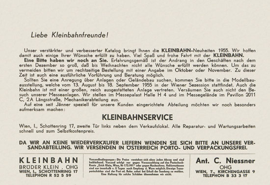 Kleinbahn Hauptkatalog 1955