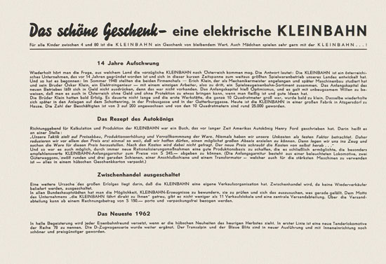 Kleinbahn Hauptkatalog 1962