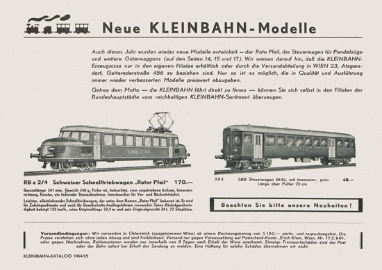 Kleinbahn Katalog 1964-1965