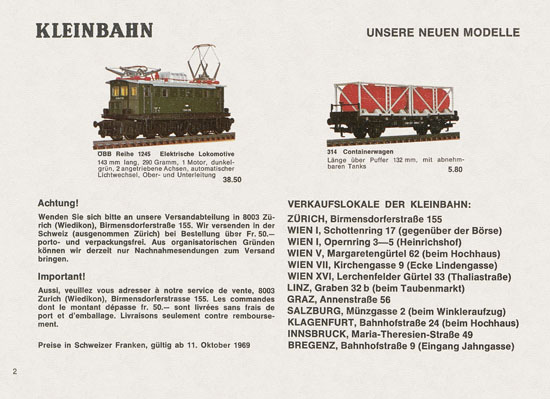 Kleinbahn Katalog 1969