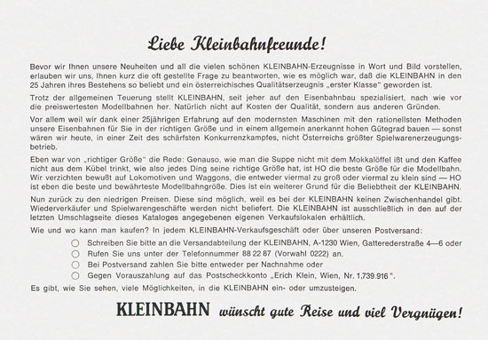 Kleinbahn Katalog 1973-1974