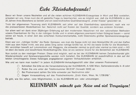 Kleinbahn Katalog 1975-1976