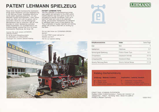Seite 3 Patent Lehmann Spielzeug Katalog 1981