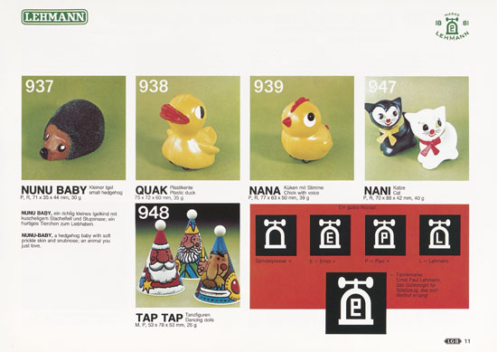 Seite 11 Patent Lehmann Spielzeug Katalog 1981