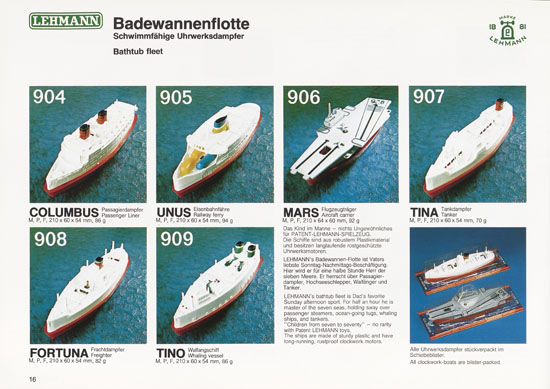 Patent Lehmann Spielzeug Katalog 1981