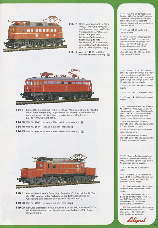 Liliput Modelleisenbahn Katalog 1979