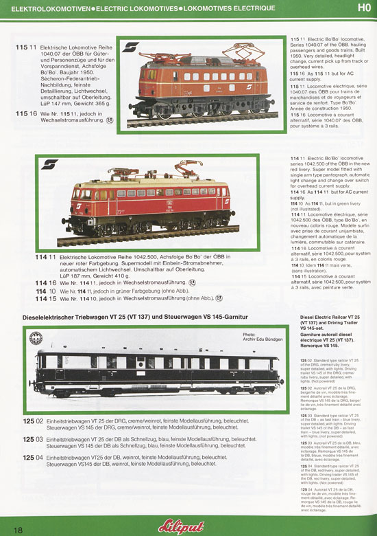 Liliput Modelleisenbahn Katalog 1984