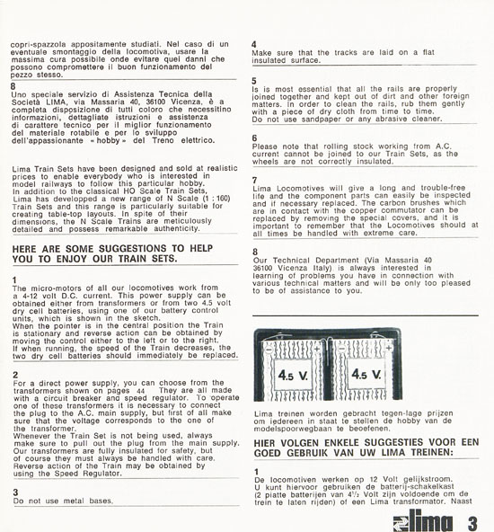 Lima Catalogo Micro Model N 1970-1971