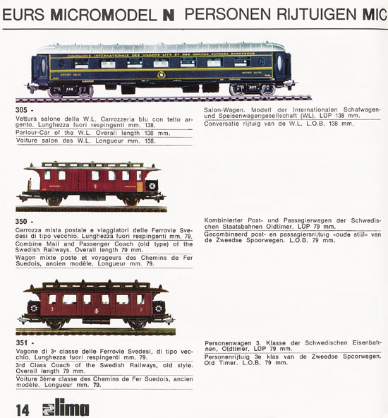 Lima Catalogo Micro Model N 1970-1971