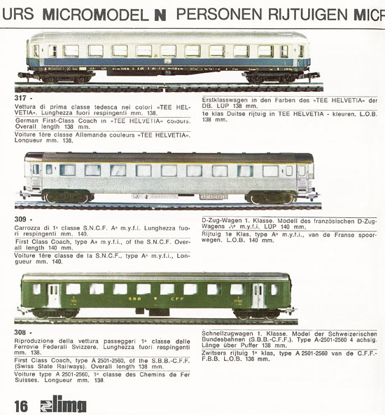 Lima Catalogo Micro Model N 1970-1971