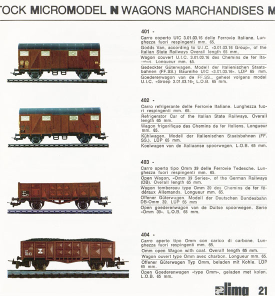 Lima Catalogo Micro Model N 1970-1971