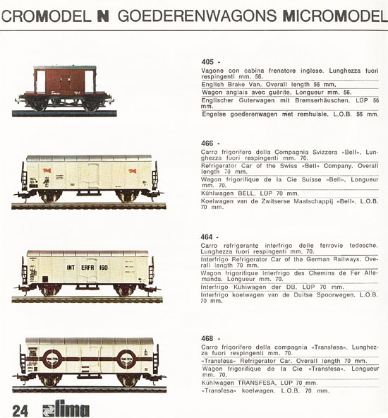 Lima Catalogo Micro Model N 1970-1971