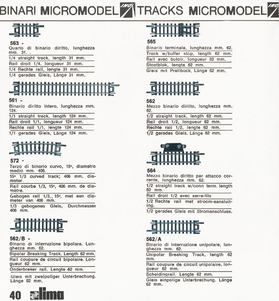 Lima Catalogo Micro Model N 1970-1971