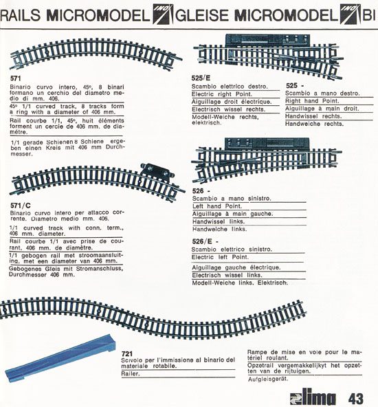 Lima Catalogo Micro Model N 1970-1971