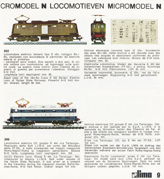 Lima Catalogo Micro Model N 1971-1972