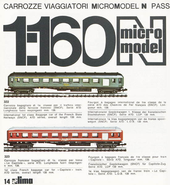 Lima Catalogo Micro Model N 1971-1972