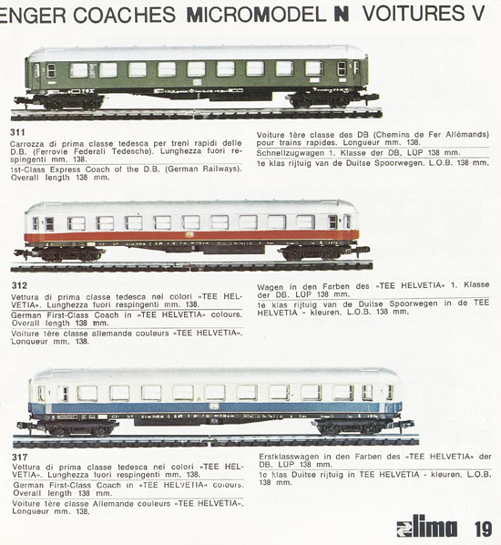 Lima Catalogo Micro Model N 1971-1972