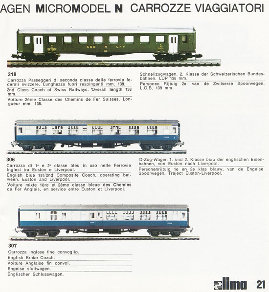 Lima Catalogo Micro Model N 1971-1972