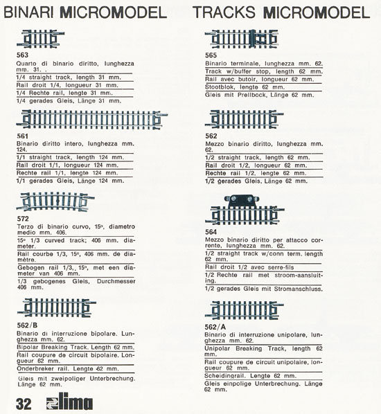 Lima Catalogo Micro Model N 1971-1972