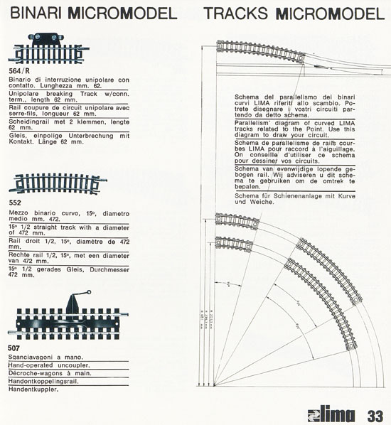 Lima Catalogo Micro Model N 1971-1972