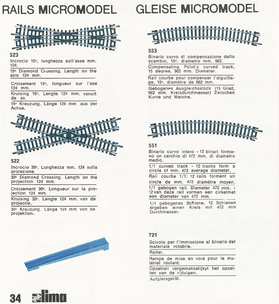 Lima Catalogo Micro Model N 1971-1972