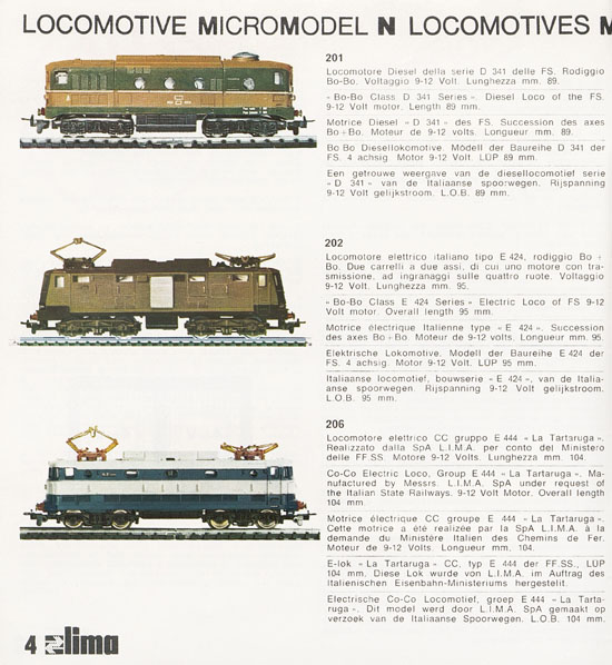 Lima Catalogo Micro Model N 1972-1973