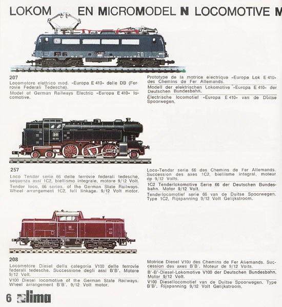 Lima Catalogo Micro Model N 1972-1973