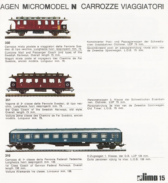 Lima Catalogo Micro Model N 1972-1973