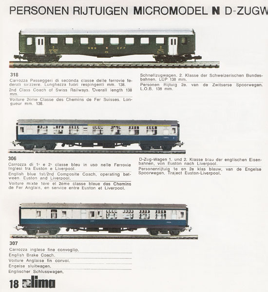 Lima Catalogo Micro Model N 1972-1973