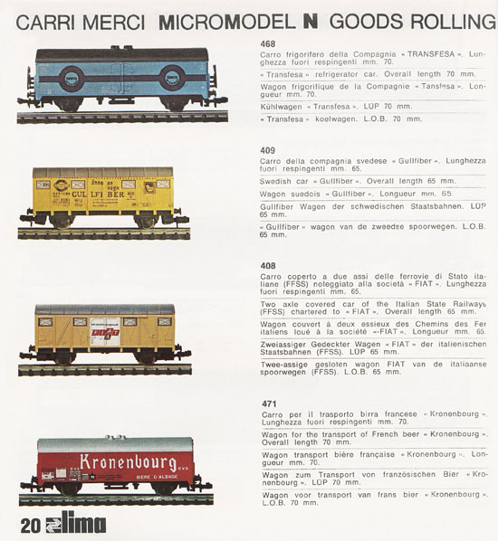 Lima Catalogo Micro Model N 1972-1973