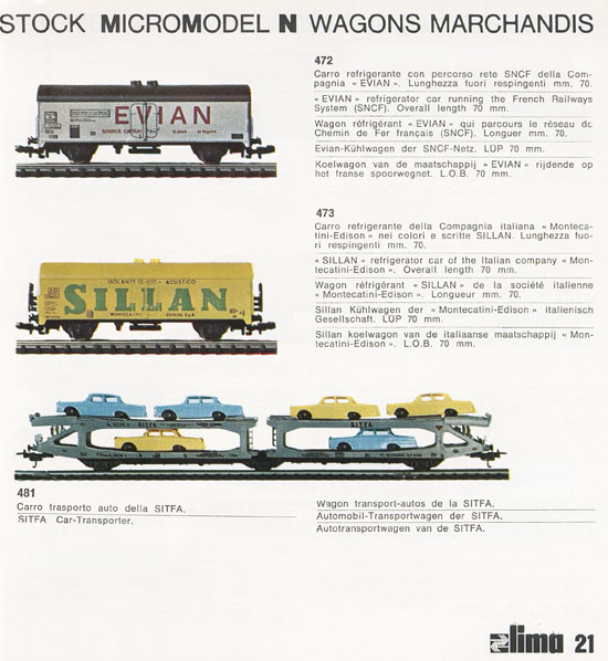 Lima Catalogo Micro Model N 1972-1973