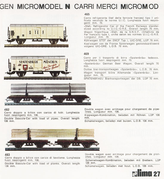 Lima Catalogo Micro Model N 1972-1973