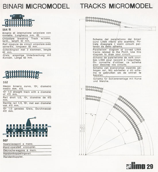 Lima Catalogo Micro Model N 1972-1973