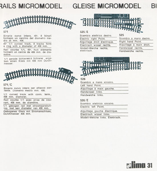 Lima Catalogo Micro Model N 1972-1973