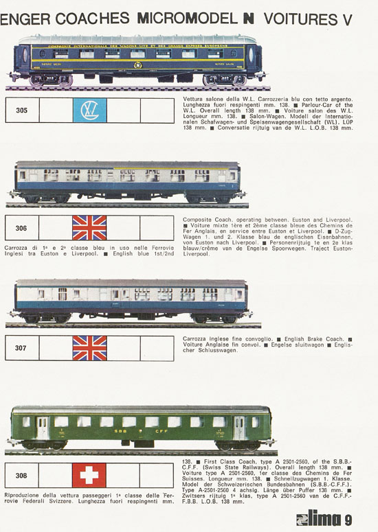 Lima Catalogo Micro Model N 1973-1974