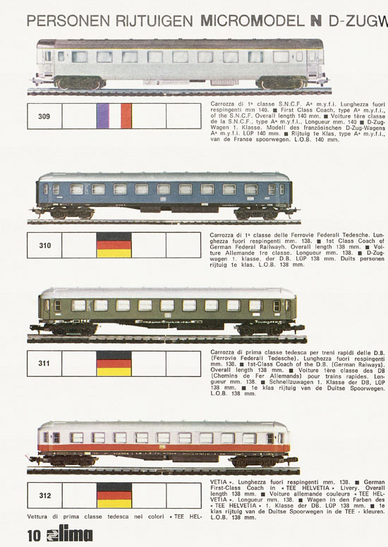 Lima Catalogo Micro Model N 1973-1974