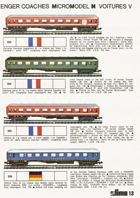 Lima Catalogo Micro Model N 1973-1974