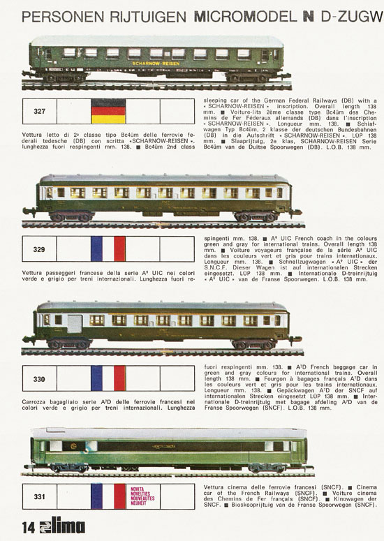 Lima Catalogo Micro Model N 1973-1974